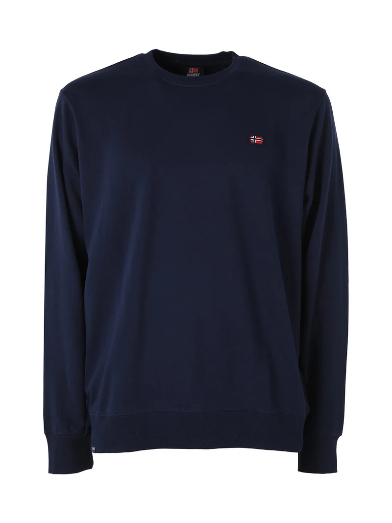 Felpa girocollo da uomo in misto cotone con logo - blu scuro