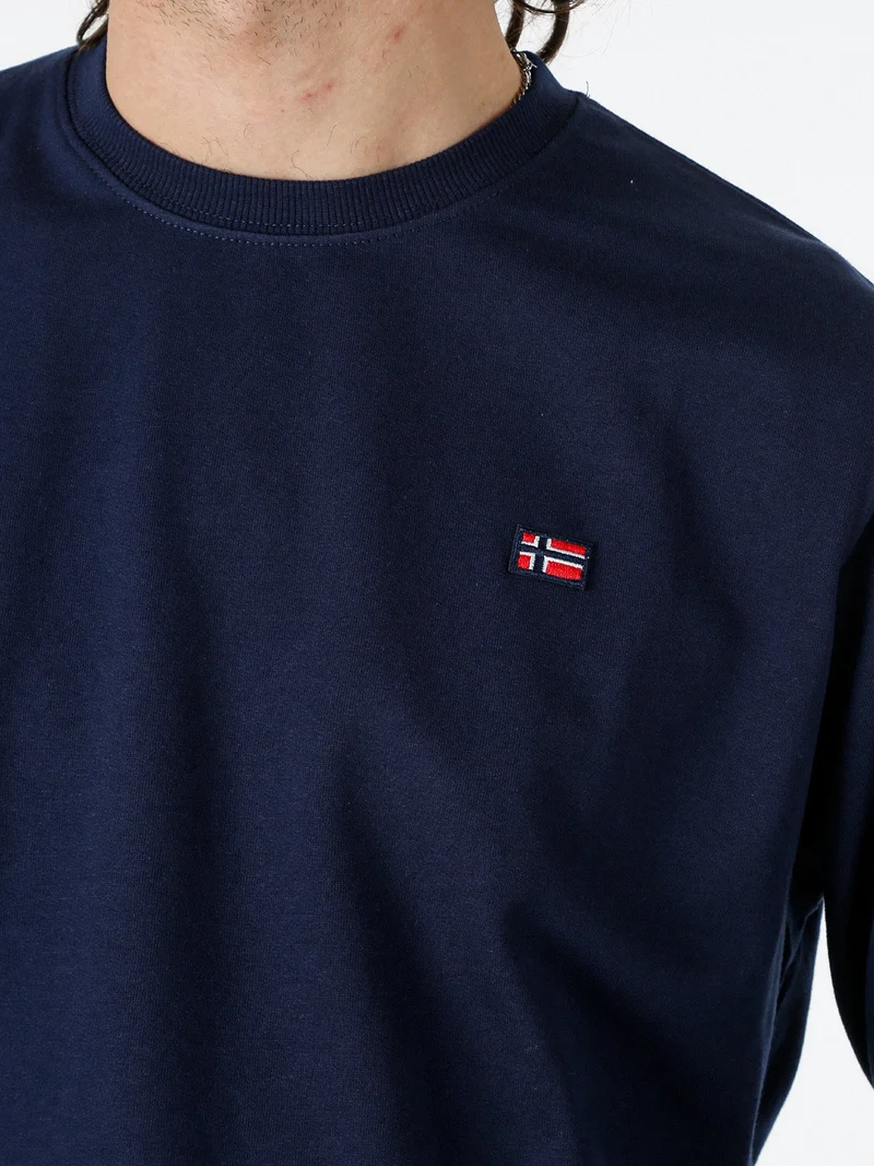Felpa girocollo da uomo in misto cotone con logo - blu scuro