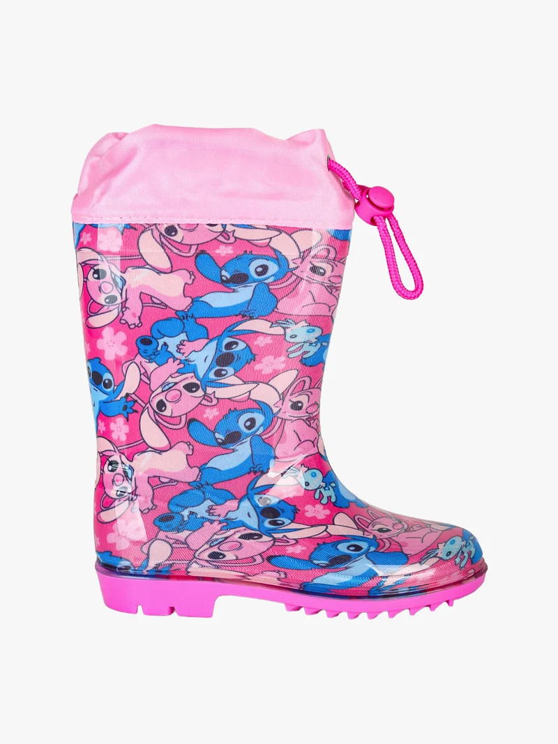 Stitch stivali pioggia da bambina con stampe - fucsia