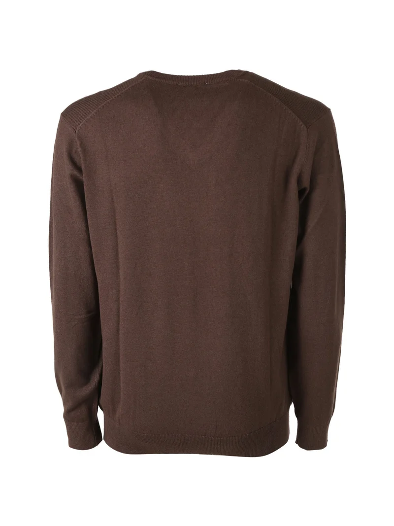 Pullover da uomo in maglia con scollo a V - moro