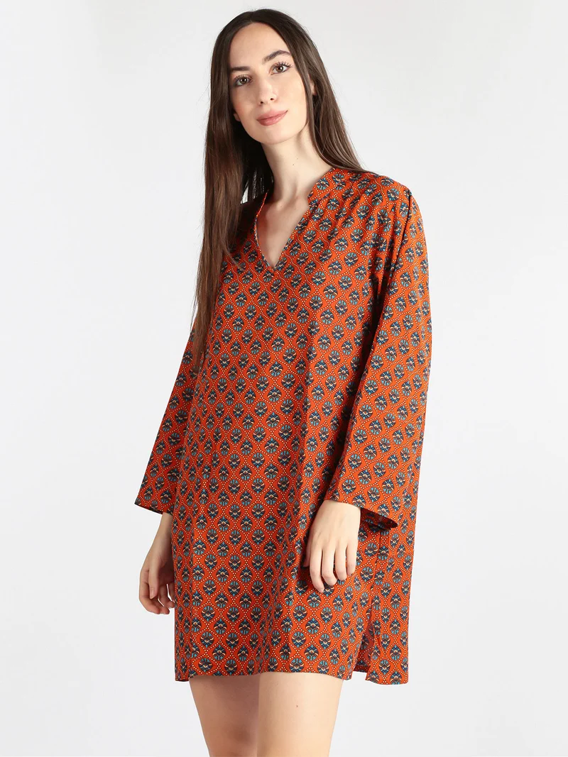 Maxi blusa donna con stampe - arancione