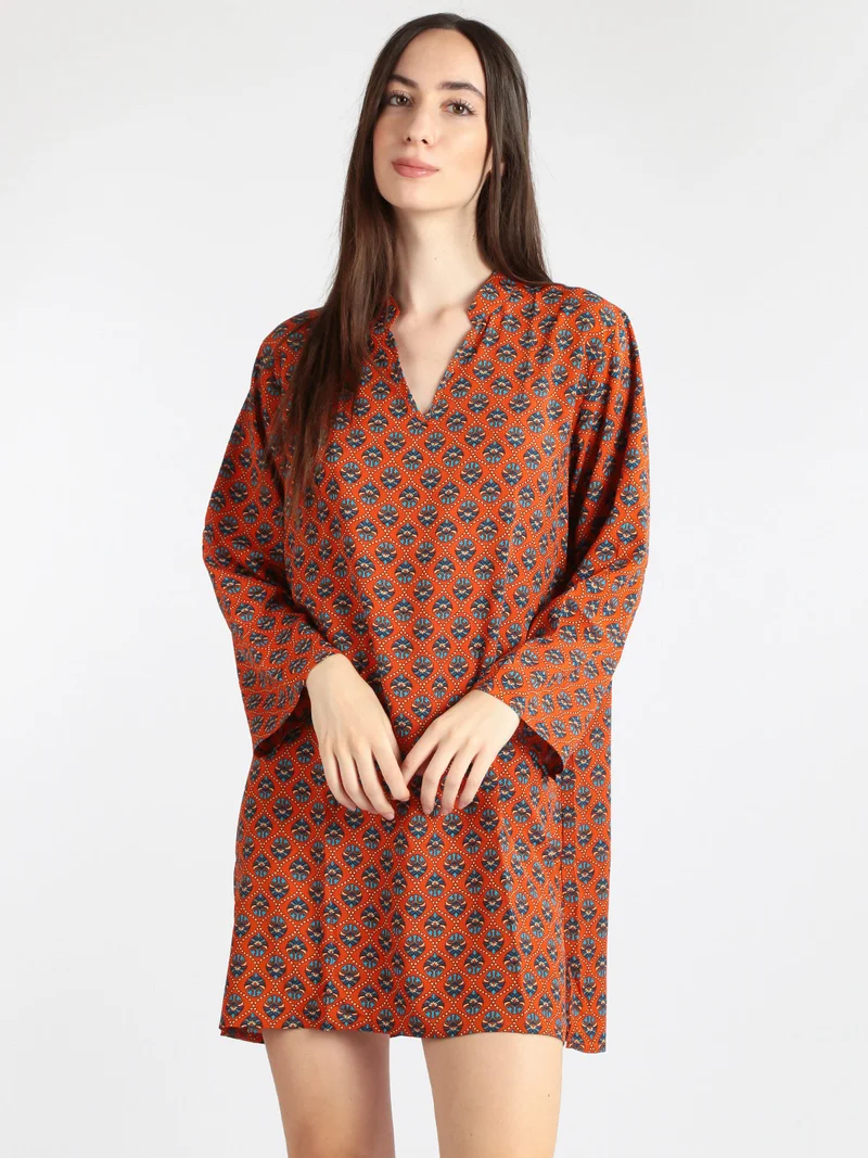 Maxi blusa donna con stampe - arancione