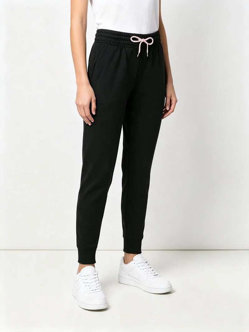 Pantaloni sportivi da donna con polsini e interno felpato - nero