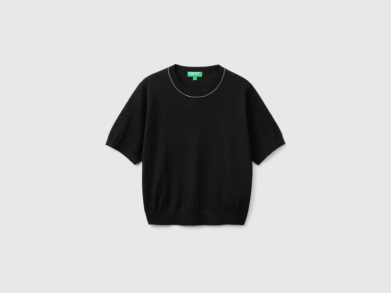 Kurzärmeliger Pullover aus reiner Merinowolle
