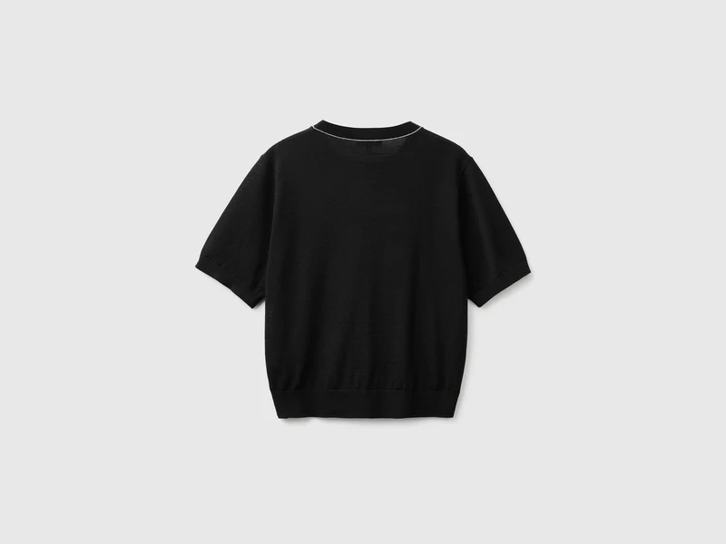 Kurzärmeliger Pullover aus reiner Merinowolle
