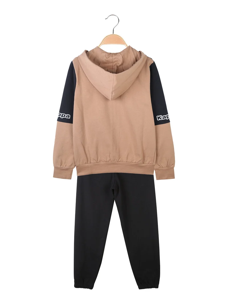 Completo tuta da ragazzo 2 pezzi full zip con cappuccio - marrone