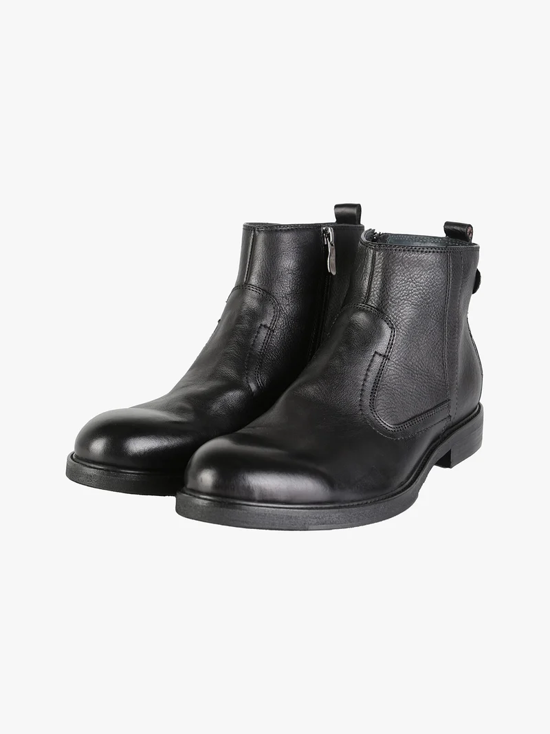 Stivaletti in pelle da uomo con zip - nero