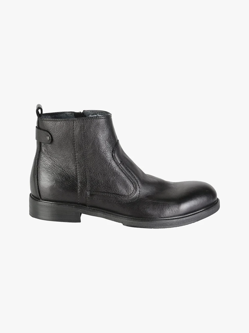Stivaletti in pelle da uomo con zip - nero