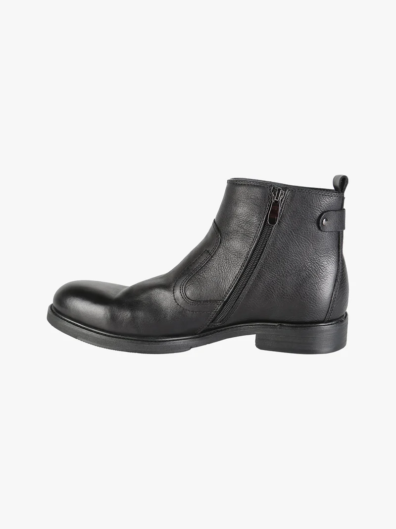 Stivaletti in pelle da uomo con zip - nero