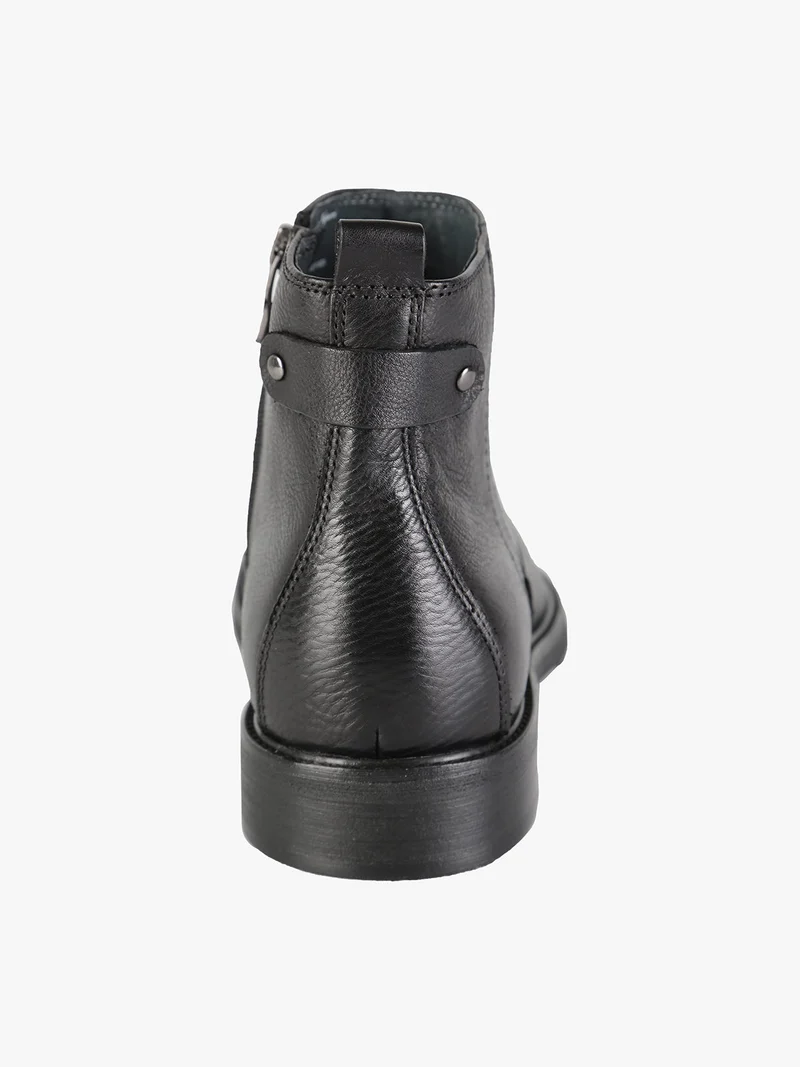 Stivaletti in pelle da uomo con zip - nero