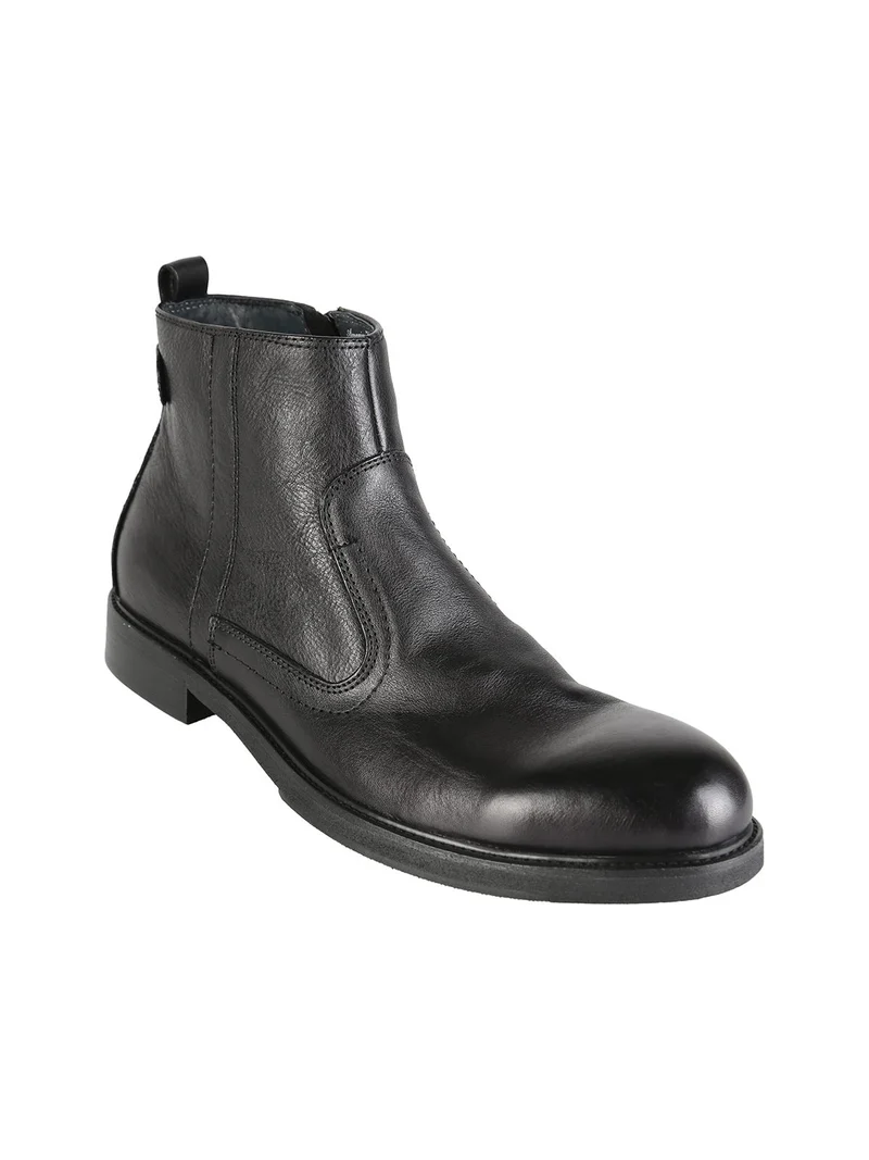 Stivaletti in pelle da uomo con zip - nero
