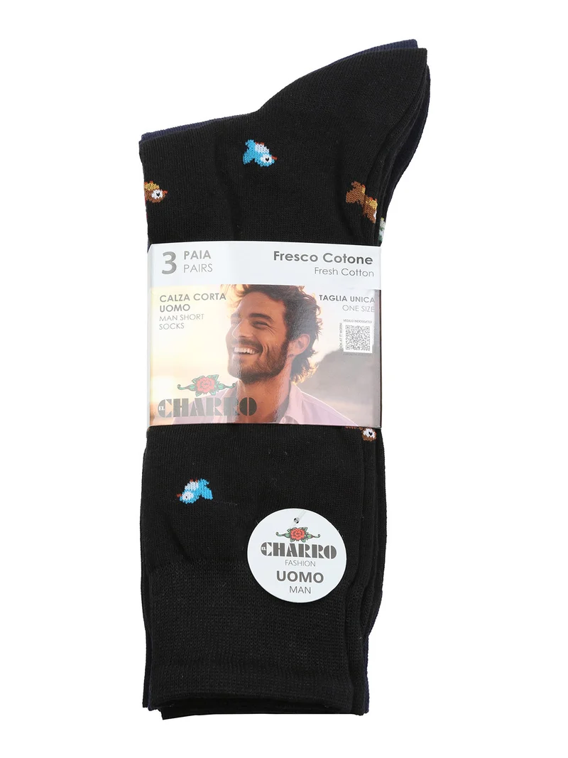 Confezione da 3 paia di calze corte da uomo in cotone - blu