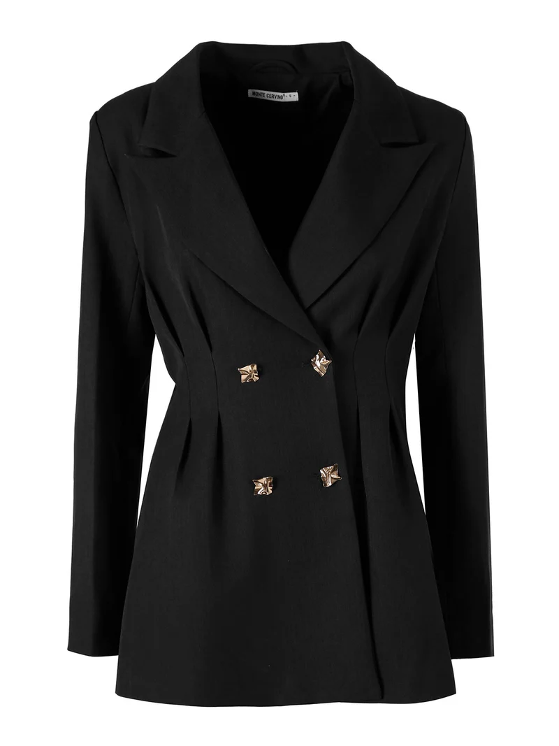Blazer donna elegante con bottoni dorati a doppiopetto - nero