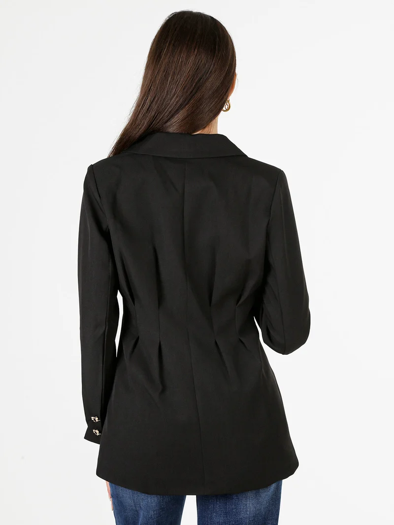 Blazer donna elegante con bottoni dorati a doppiopetto - nero