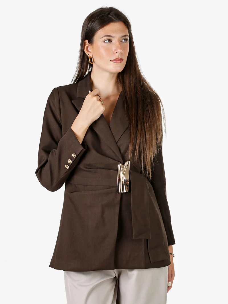 Blazer donna con dettaglio dorato - moro