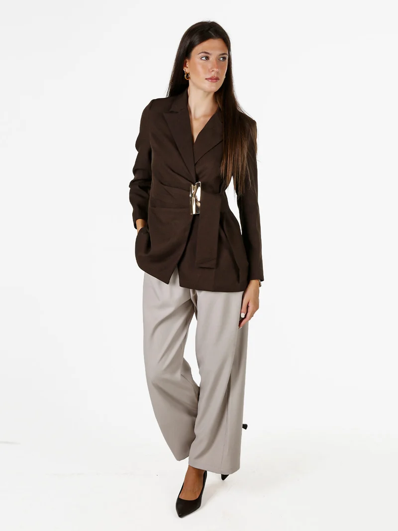 Blazer donna con dettaglio dorato - moro