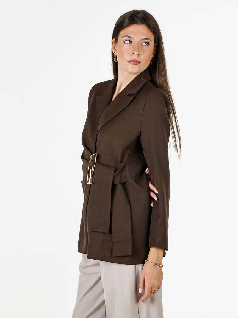 Blazer donna con dettaglio dorato - moro