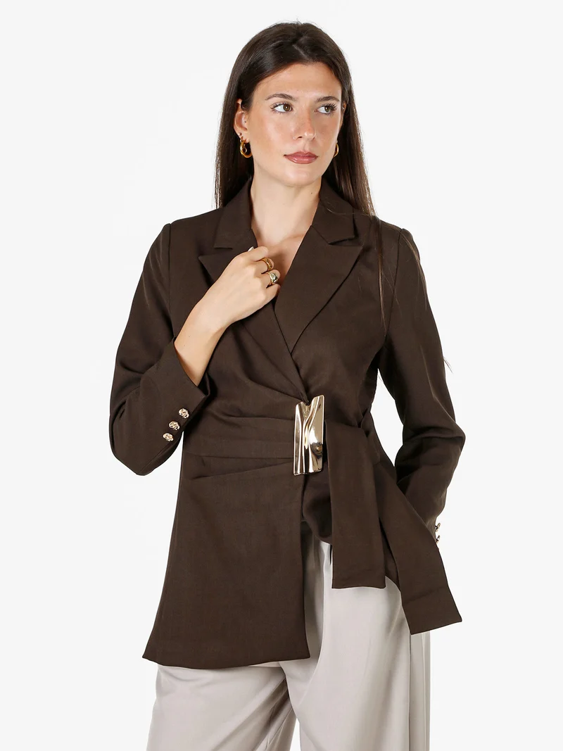 Blazer donna con dettaglio dorato - moro