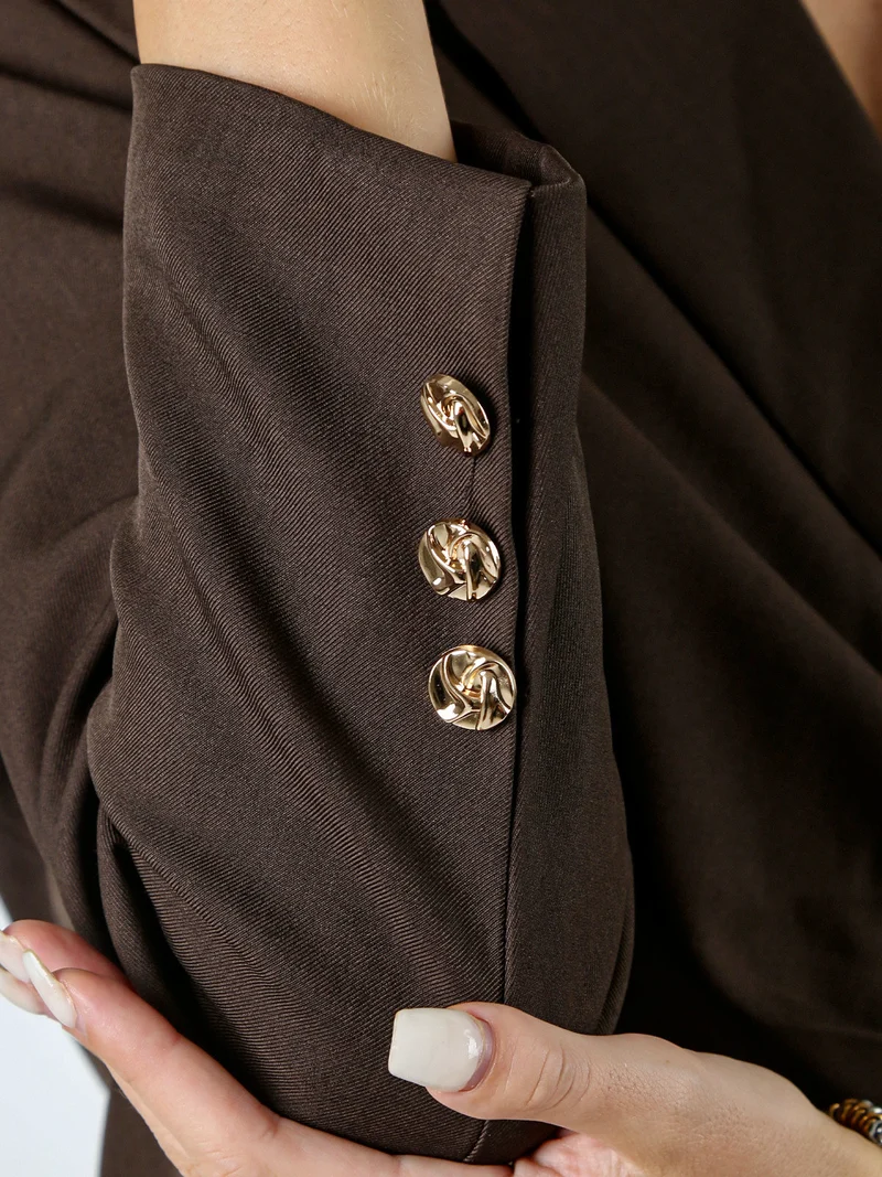 Blazer donna con dettaglio dorato - moro