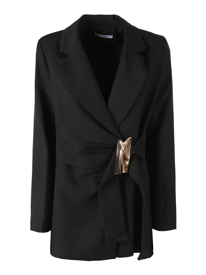 Blazer donna con dettaglio dorato - nero