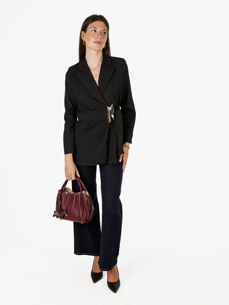 Blazer donna con dettaglio dorato - nero