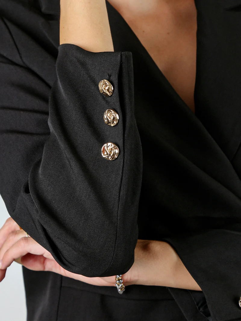 Blazer donna con dettaglio dorato - nero