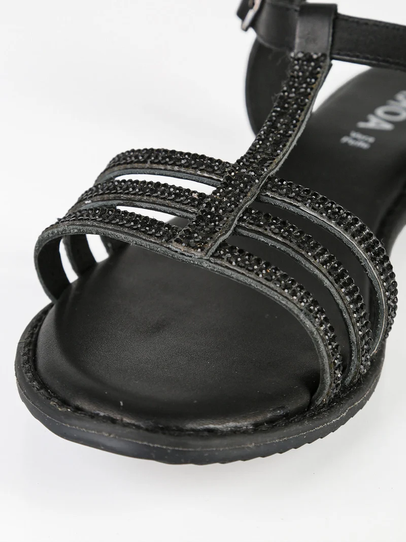 Sandali gioiello in pelle da donna - nero