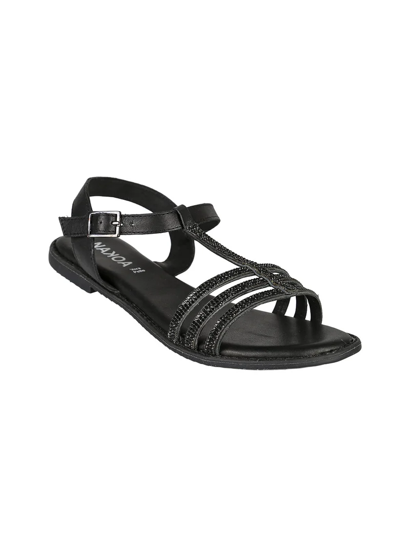 Sandali gioiello in pelle da donna - nero