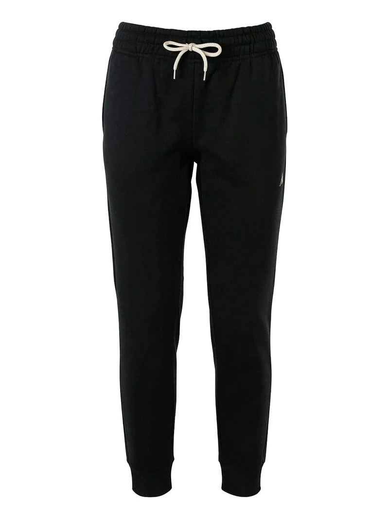 Pantaloni sportivi da donna con interno felpato e polsini - nero