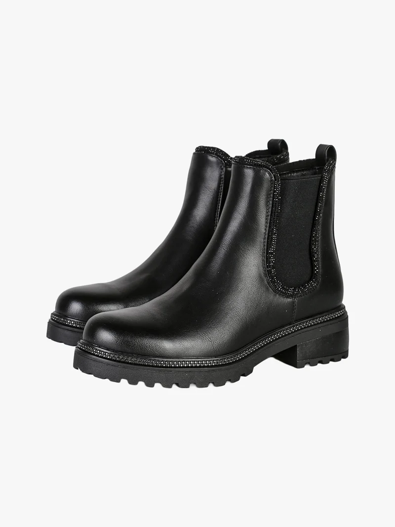 Stivaletti chelsea da donna con dettagli di strass - nero