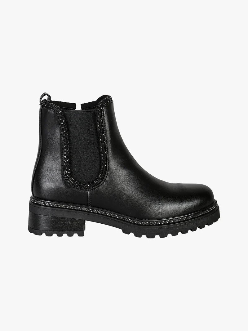 Stivaletti chelsea da donna con dettagli di strass - nero