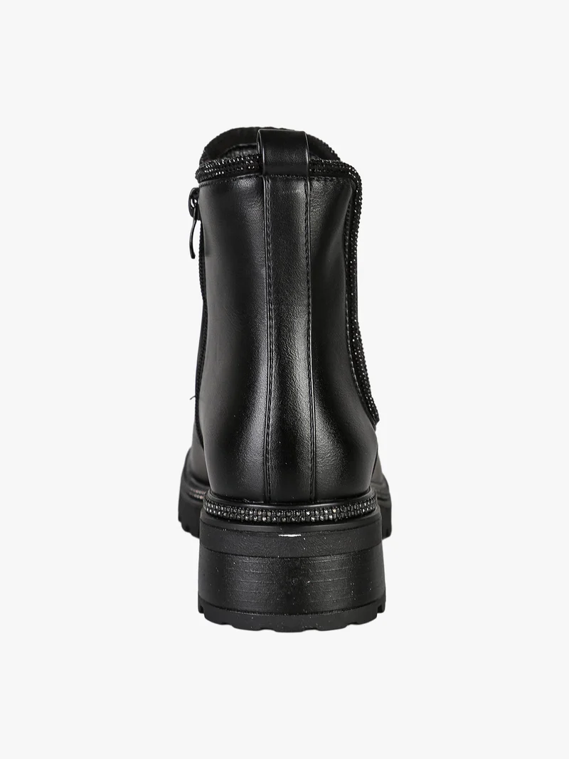 Stivaletti chelsea da donna con dettagli di strass - nero