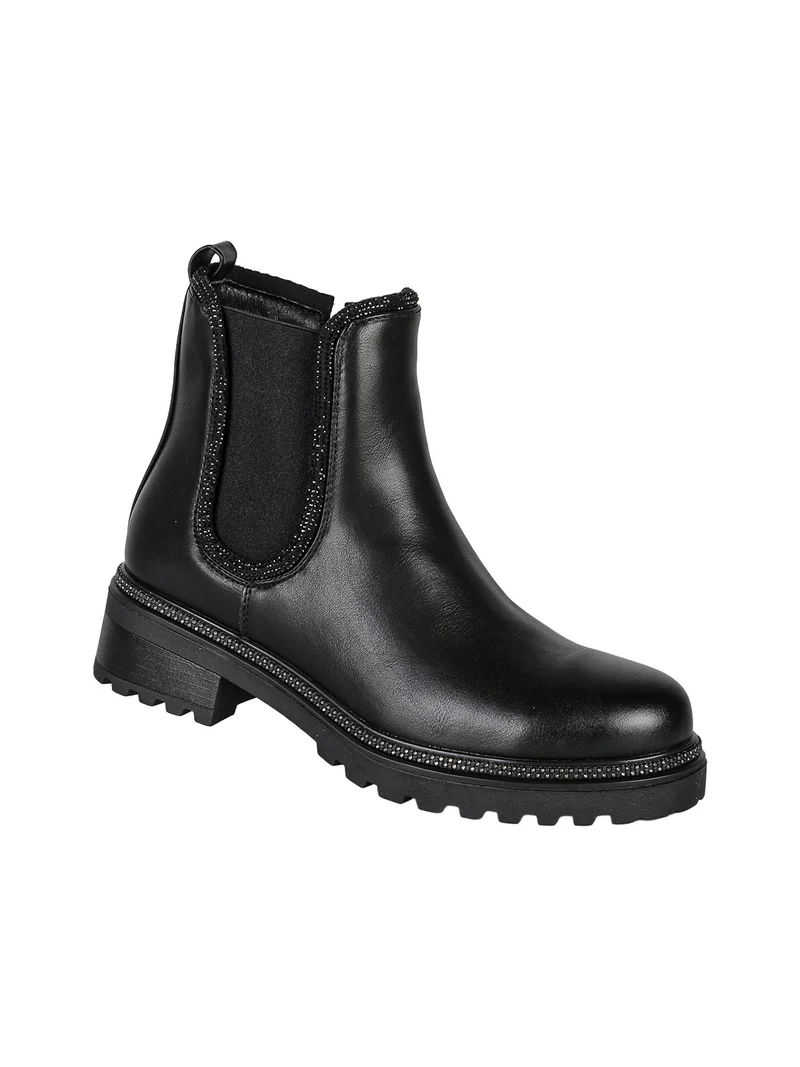 Stivaletti chelsea da donna con dettagli di strass - nero