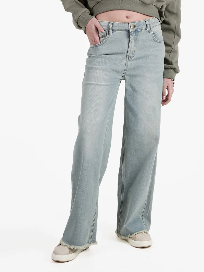 Jeans donna wide leg con finale sfrangiato - jeans