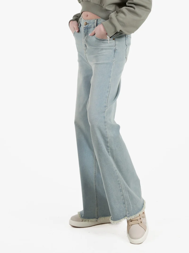 Jeans donna wide leg con finale sfrangiato - jeans