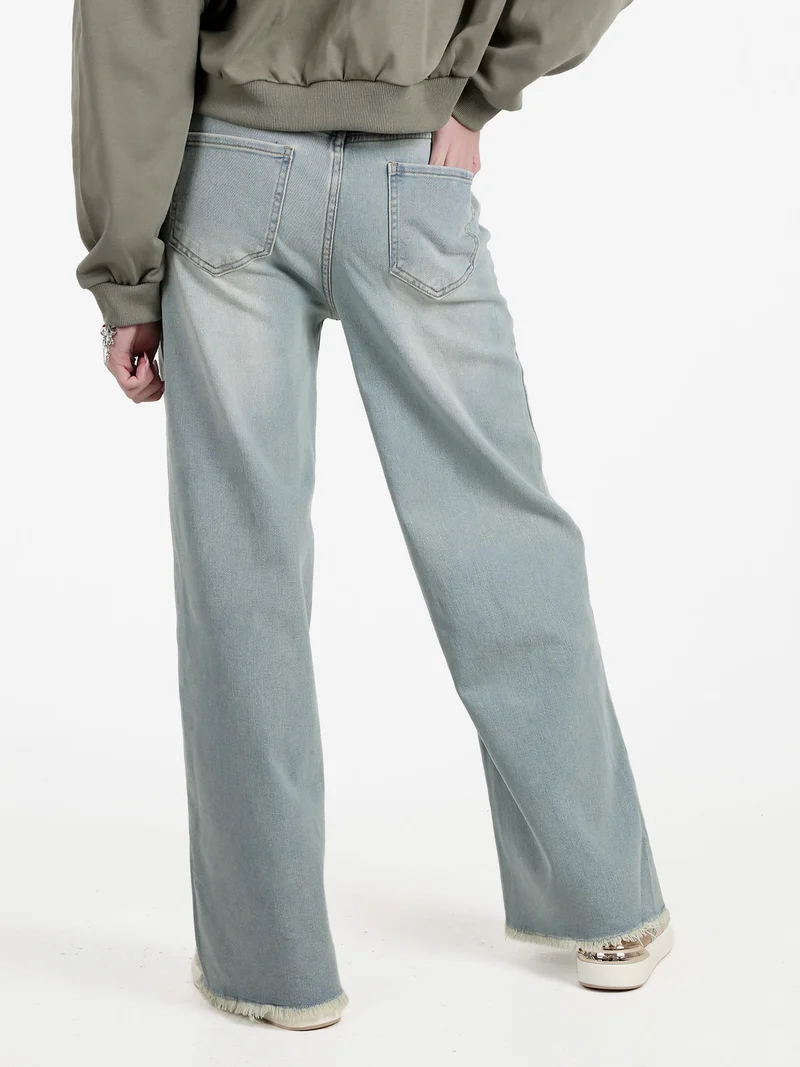 Jeans donna wide leg con finale sfrangiato - jeans
