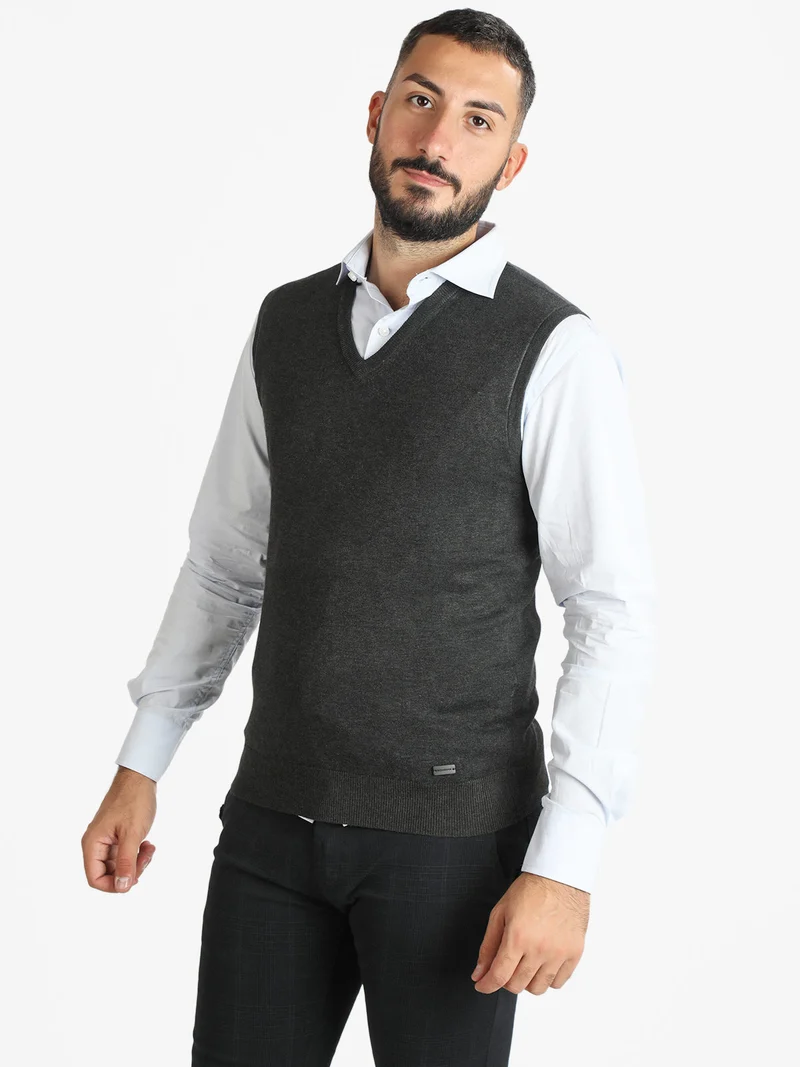 Gilet uomo smanicato in maglia - antracite