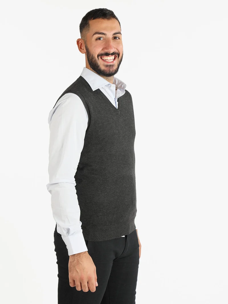 Gilet uomo smanicato in maglia - antracite
