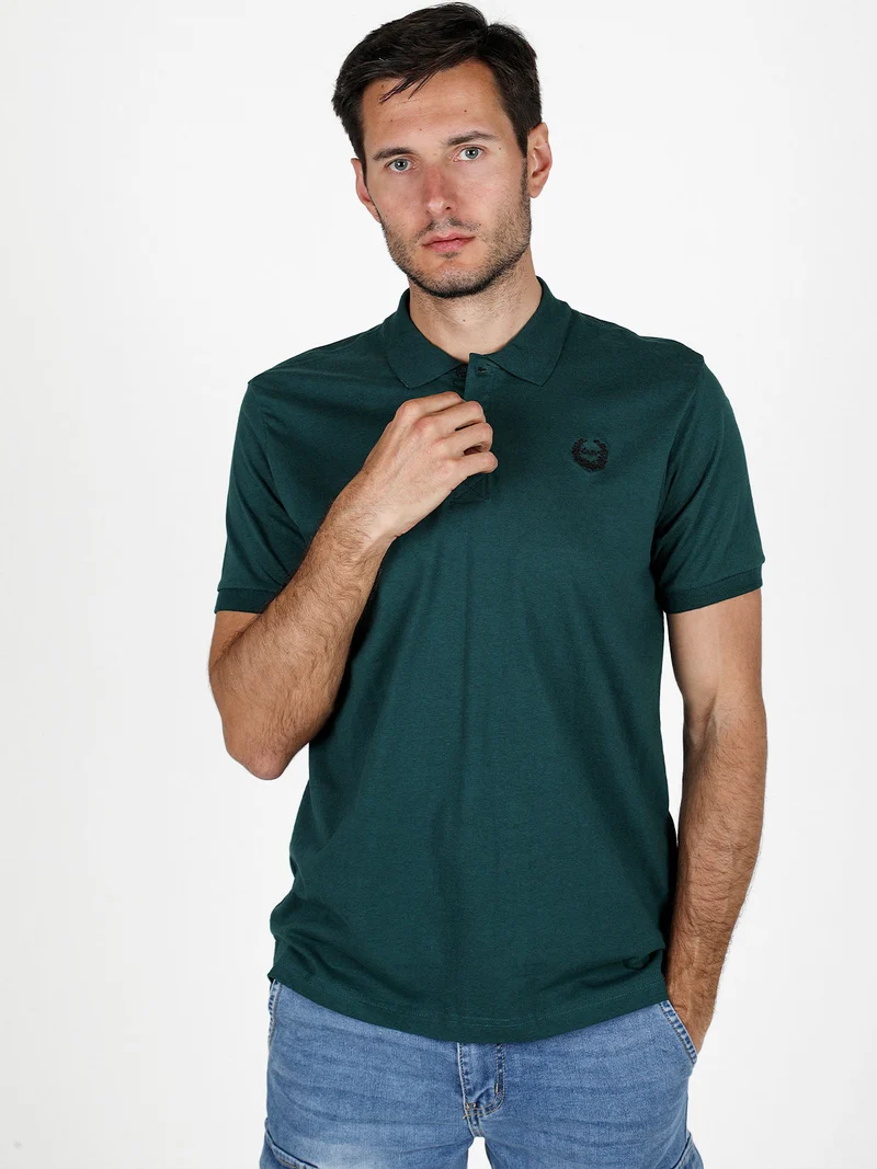 Polo da uomo in cotone a maniche corte - verde