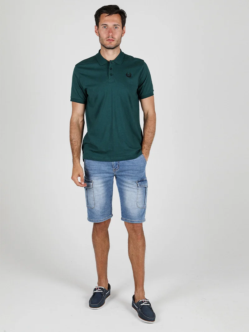 Polo da uomo in cotone a maniche corte - verde