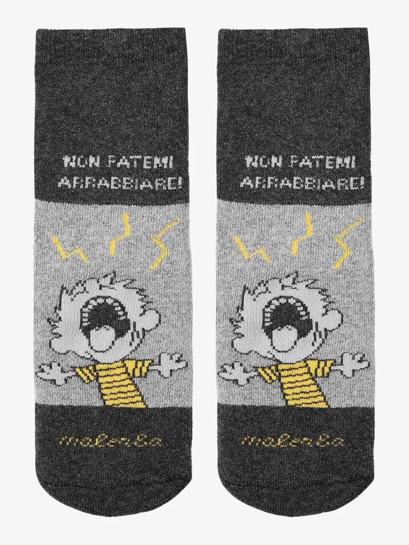 Calze antiscivolo bambino in caldo cotone con stampe - grigio scuro