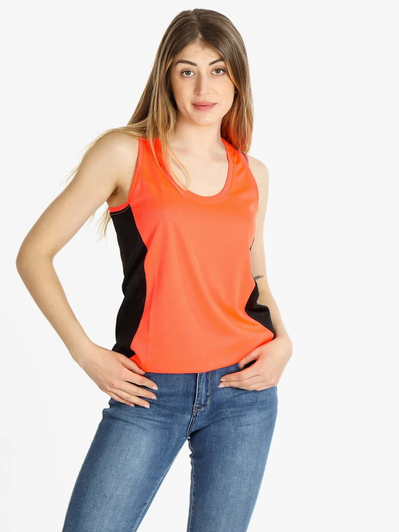 Canotta sportiva donna bicolor - arancione