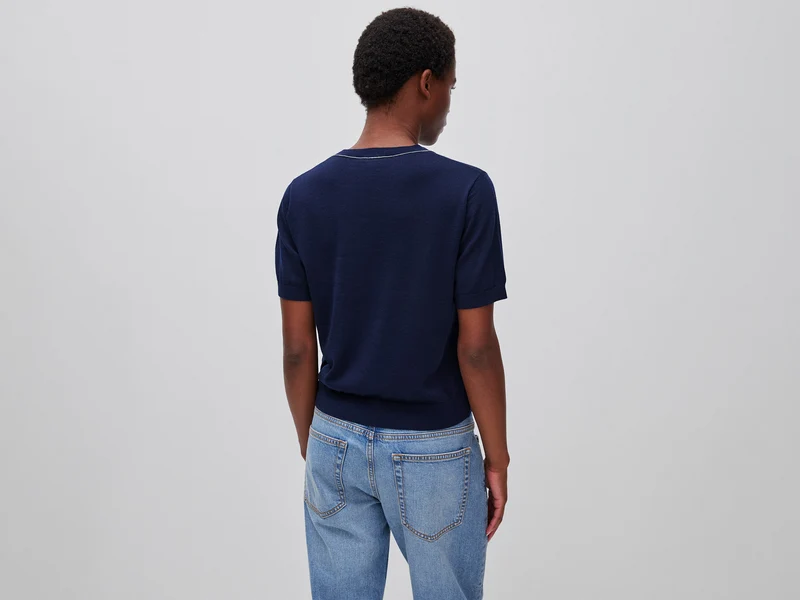 Kurzärmeliger Pullover aus reiner Merinowolle