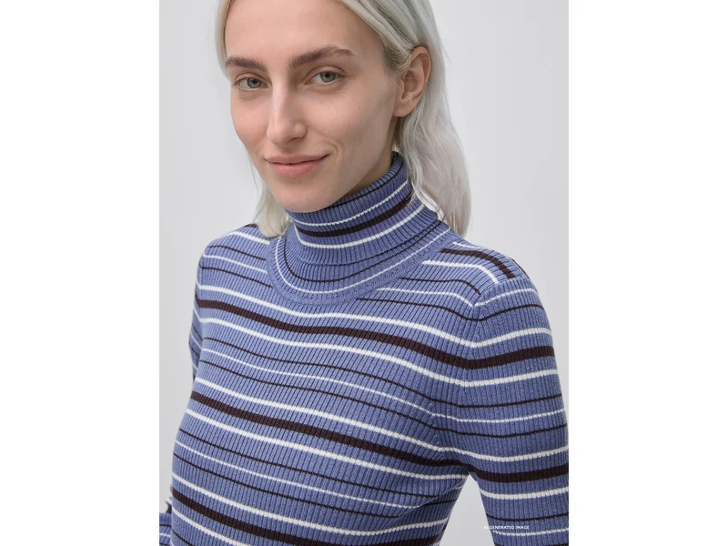 Rollkragenpullover aus einem Seiden-Woll-Gemisch mit Rippmuster