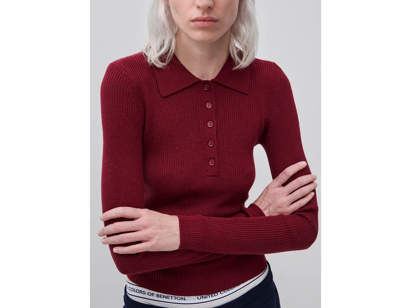 Poloshirt aus einer Seiden-Woll-Mischung