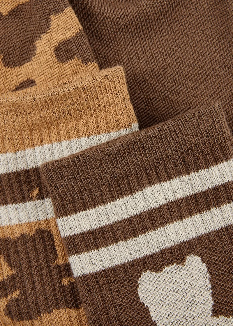 2 Paar Jacquard Socken (3er-Pack) aus Baumwollmischung mit Bärenmotiv