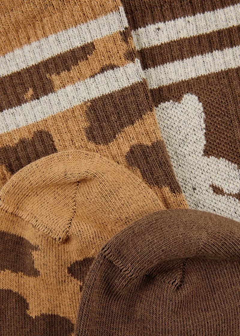 2 Paar Jacquard Socken (3er-Pack) aus Baumwollmischung mit Bärenmotiv