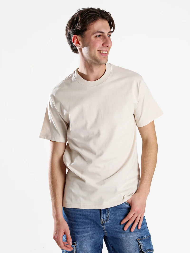 T-shirt girocollo da uomo in cotone - beige