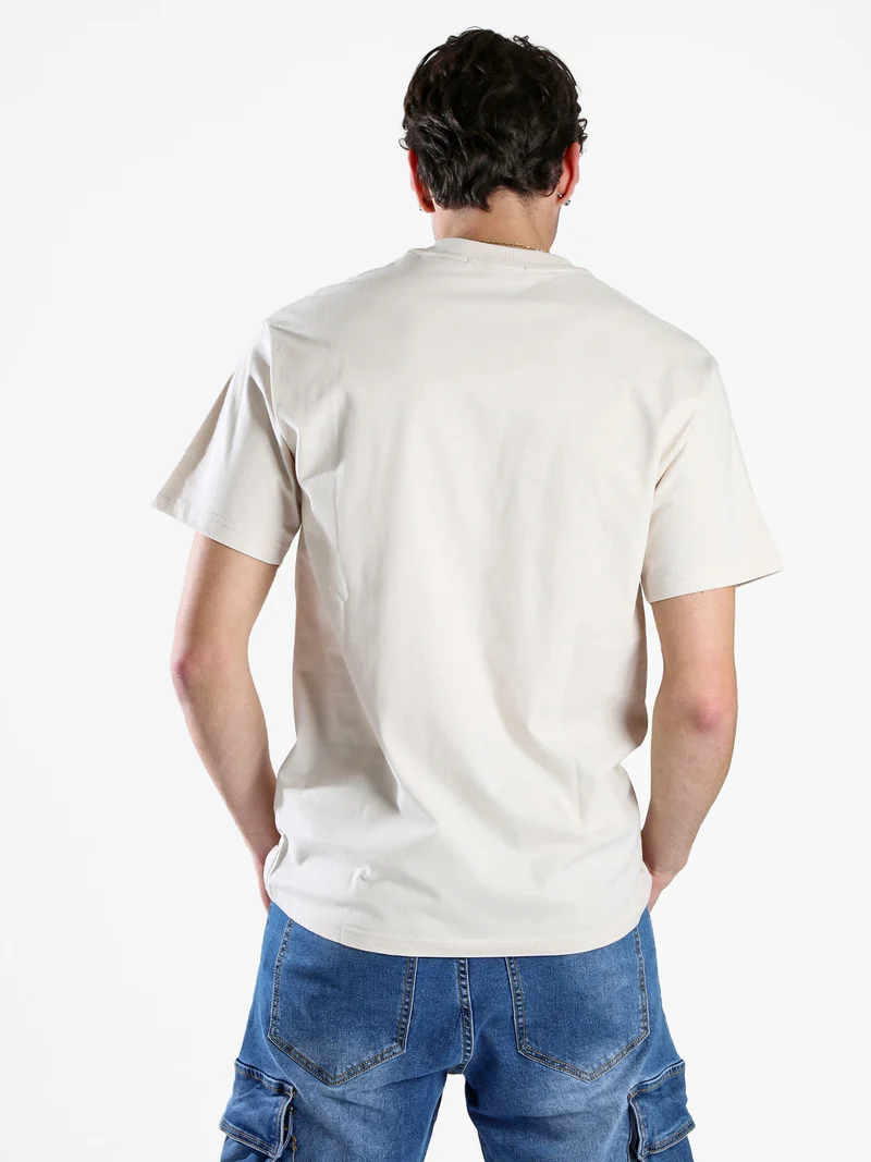 T-shirt girocollo da uomo in cotone - beige