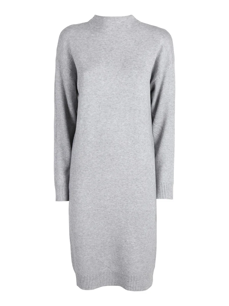 Abito donna in maglia accollato - grigio